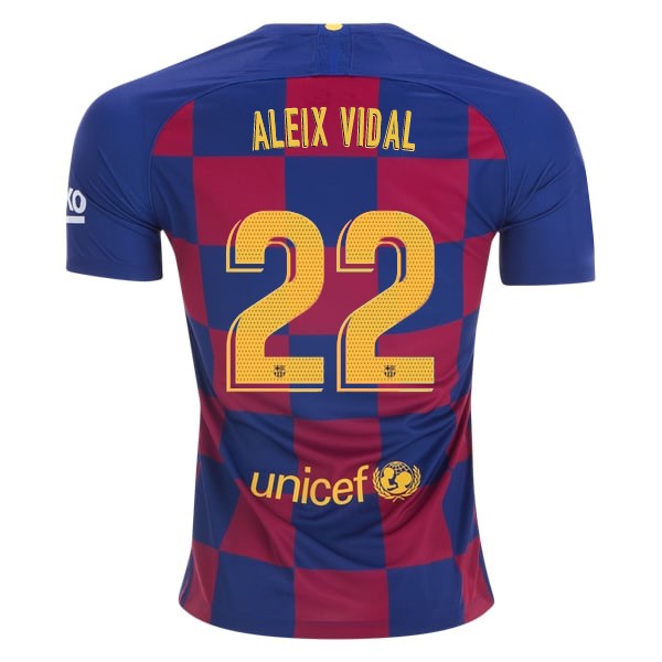 Camiseta Barcelona NO.22 Aleix Vidal Primera equipación 2019-2020 Azul Rojo